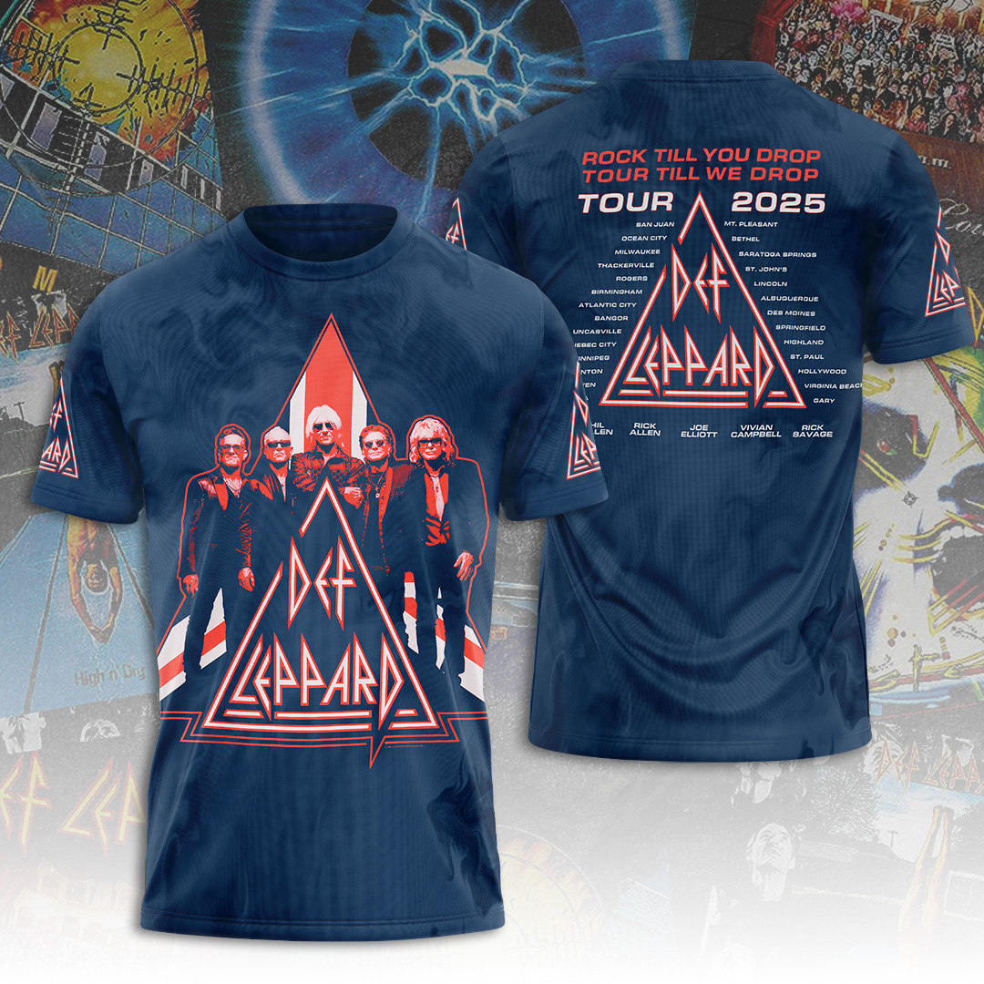 Def Leppard Rock Til You Drop 2025 Tour Date T-Shirt