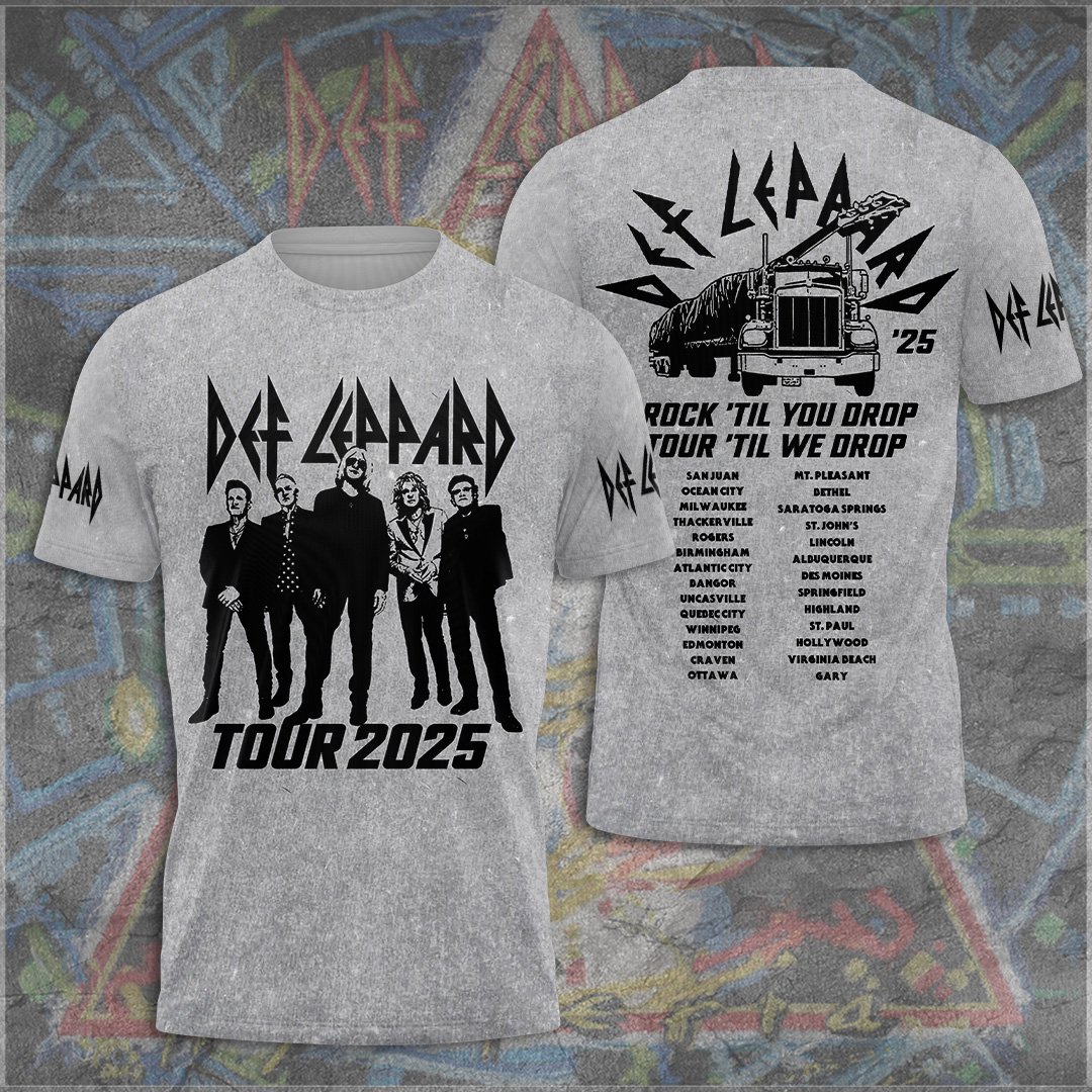 Def Leppard Drop 2025 Tour Date Shirt Gray