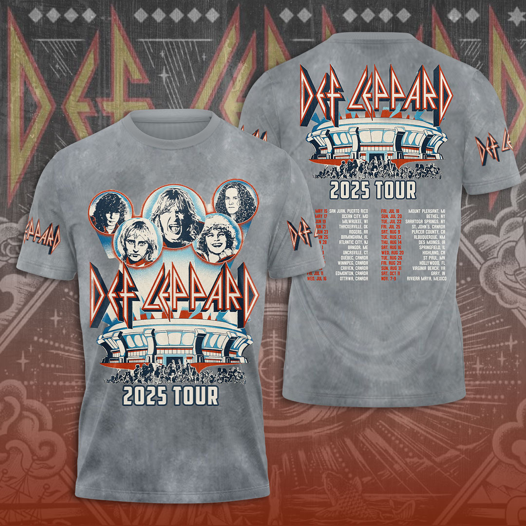 Rare Def Leppard Tour 2025 Signature 3D T-Shirt Al Size Shirt