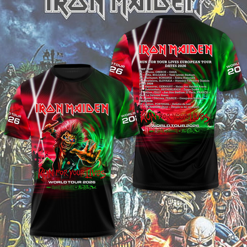 Iron Maiden Run For Your Lives 2026 Iron Maiden World Tour Shirt