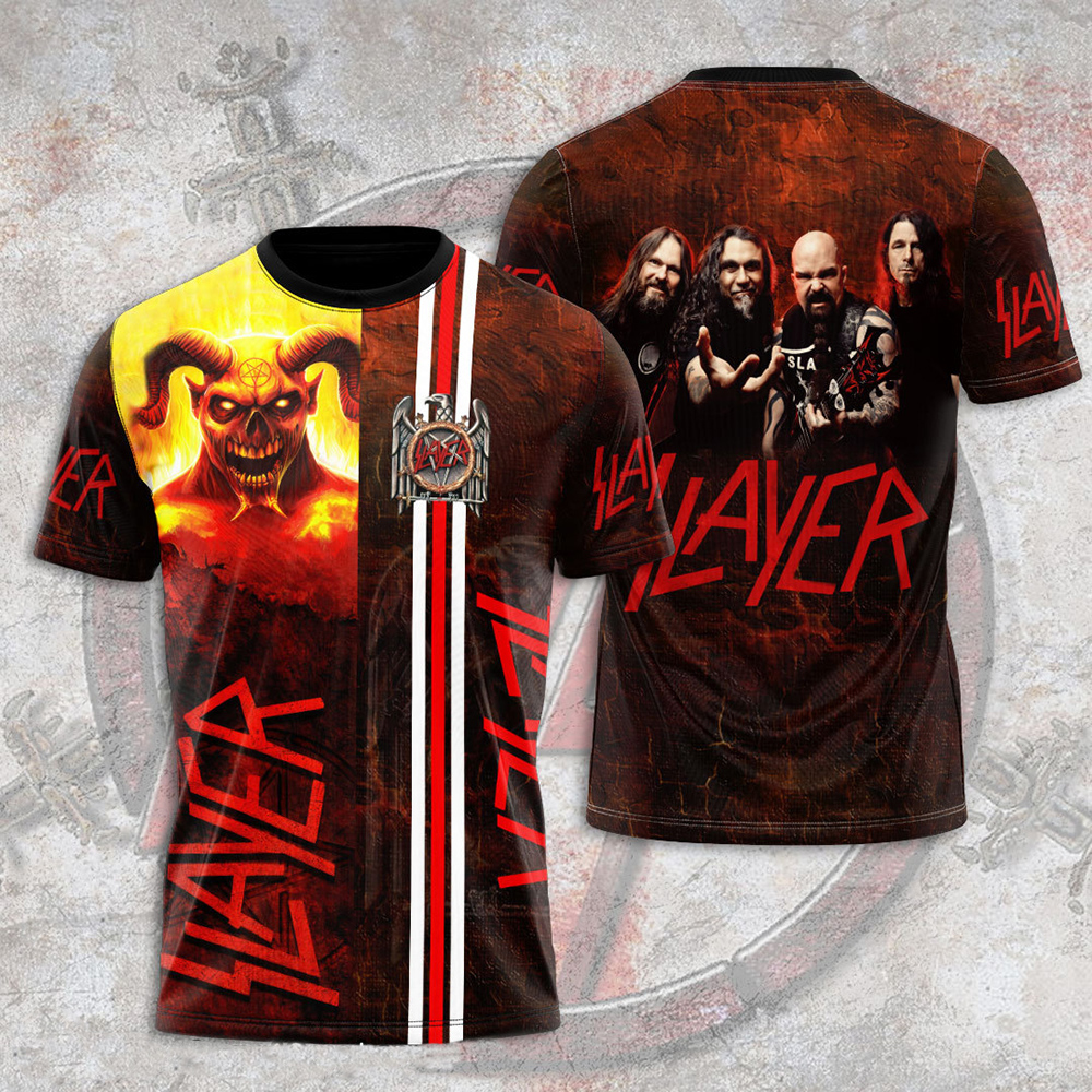 Slayer 2025 Tour Red Stripe T-Shirt Modern Metal Design