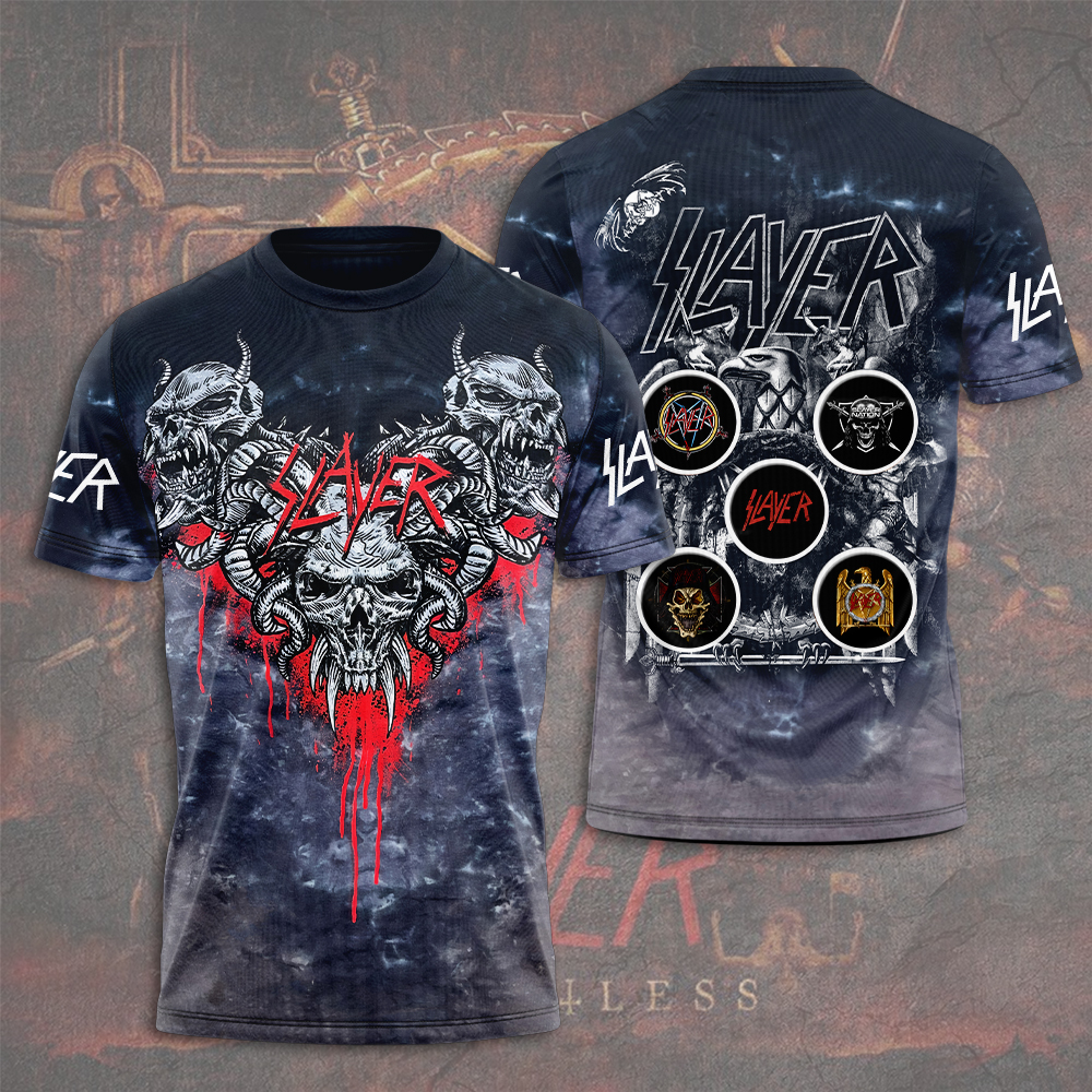 Slayer Warless Heart Graphic Tee Dark Blue Gothic Edition