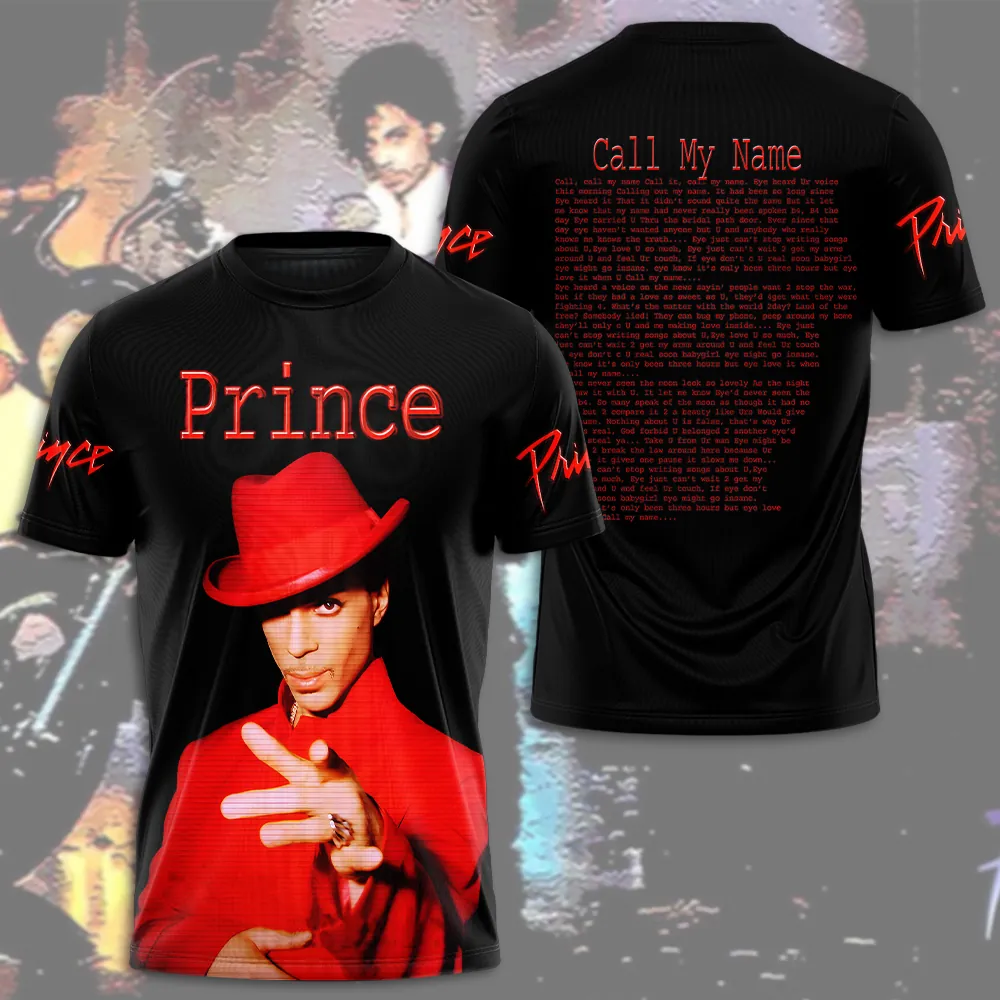 Prince Call My Name Lyric Shirt Vintage Red Graphic Style