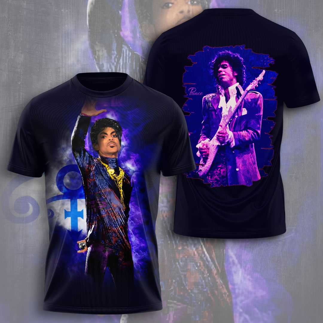 Prince Stage Light Graphic Tee Electric Purple Guitar Edition