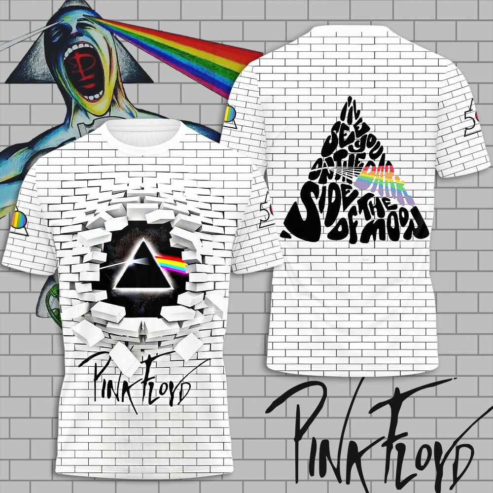 Pink Floyd Sketch Wall T-Shirt  Dark Side Typography Edition
