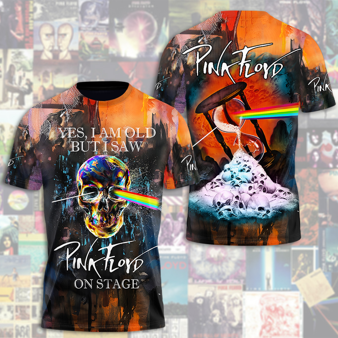 Pink Floyd On Stage Skull Shirt  Psychedelic Fire Version