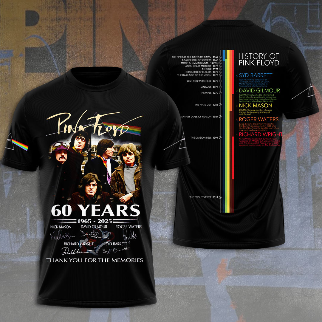 Pink Floyd 60 Years Tribute Tee  Anniversary Collector