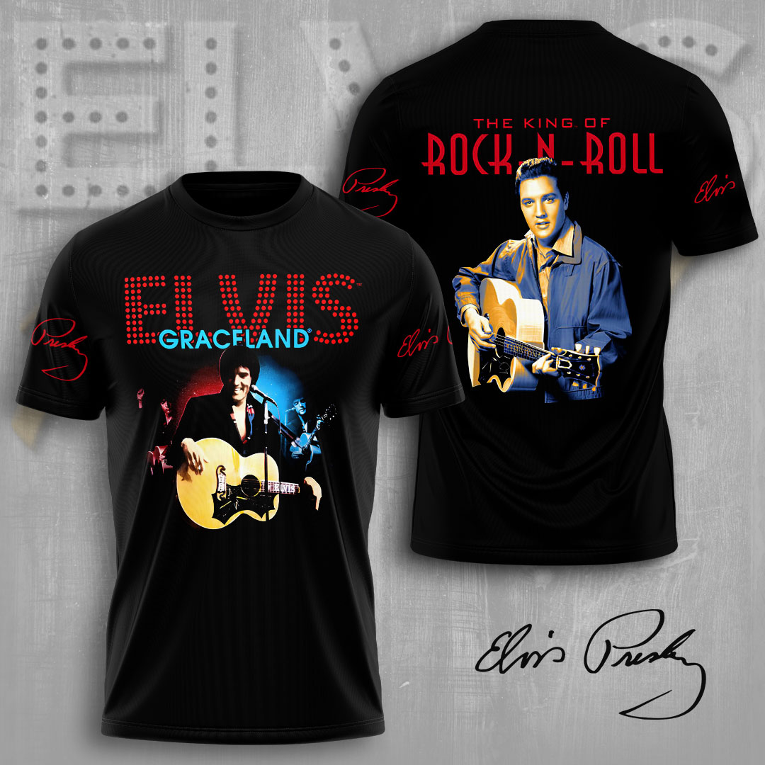 Elvis Presley Gitar Rock And Roll Shirt Black