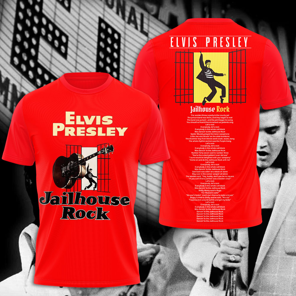 Elvis Presley Retro Jailhouse Rock Script Shirt