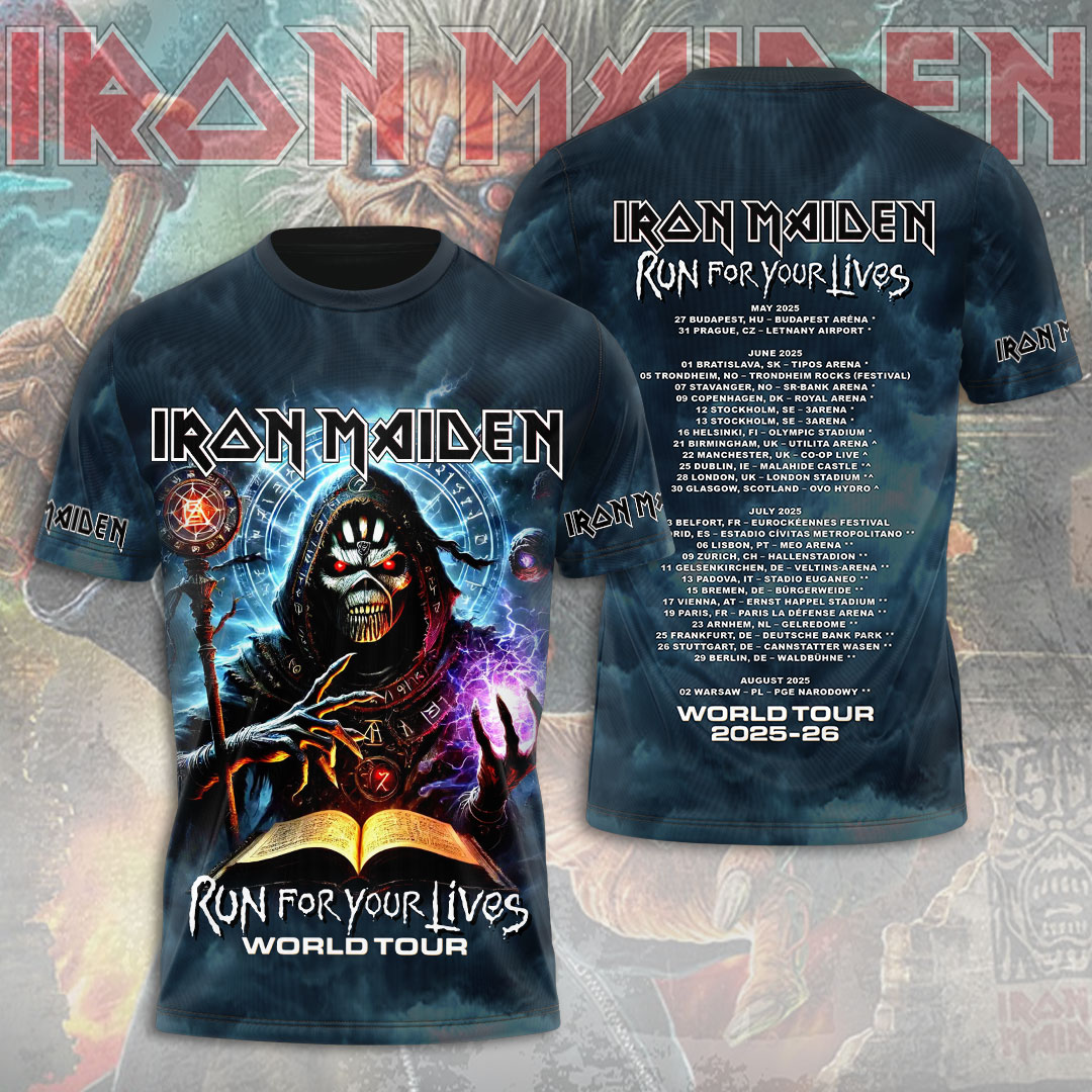 Iron Maiden Run To The Hills Lyric 3D T-Shirt