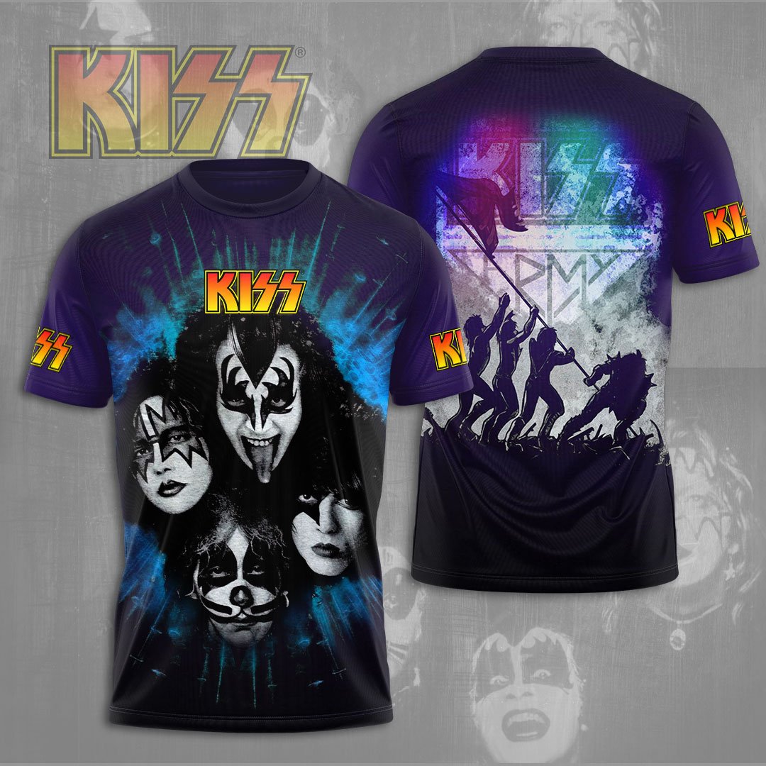 Kiss End Of The Road MenS 3D T-Shirt Neon Purple