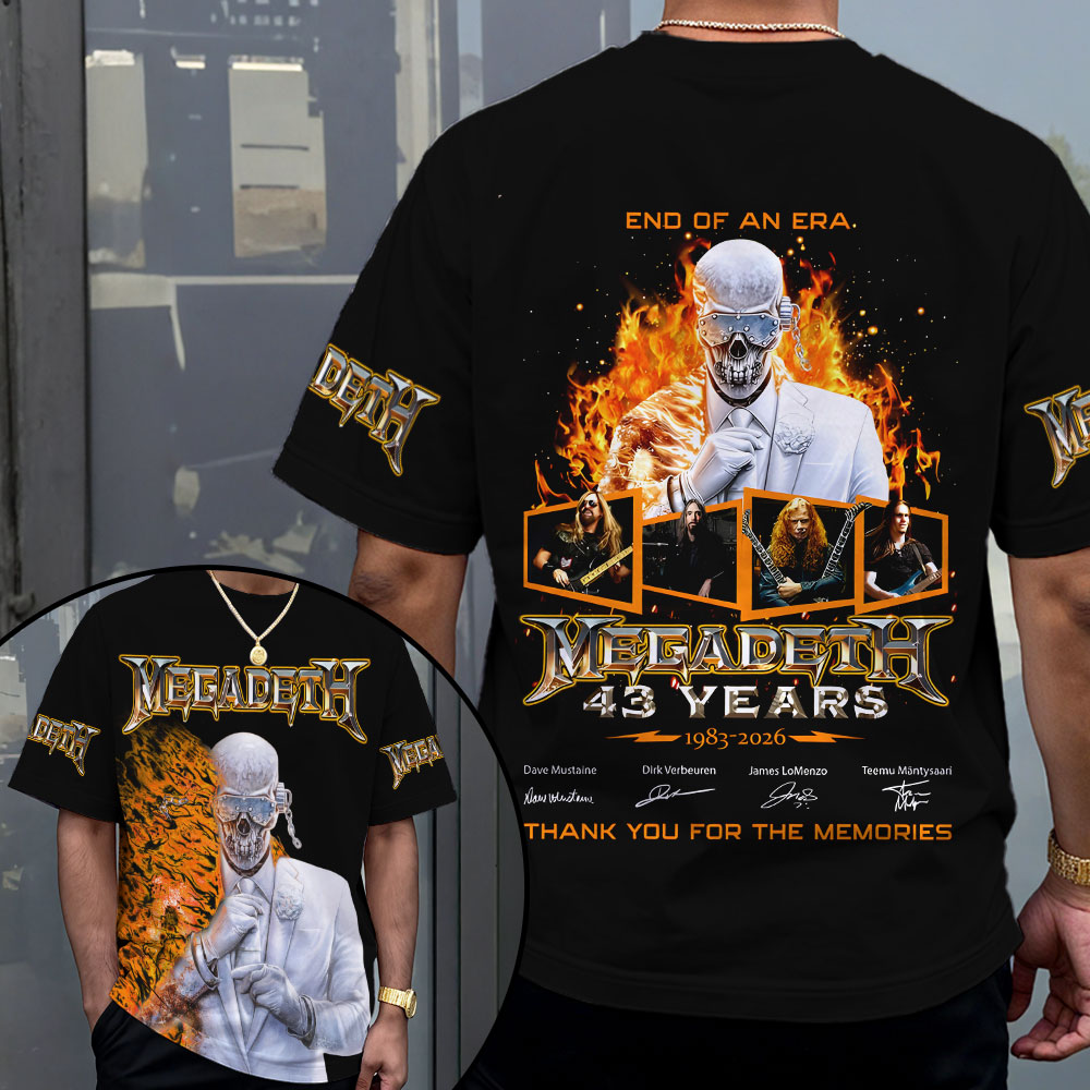 Megadeth 43 Year Album 2026 Shirt Black