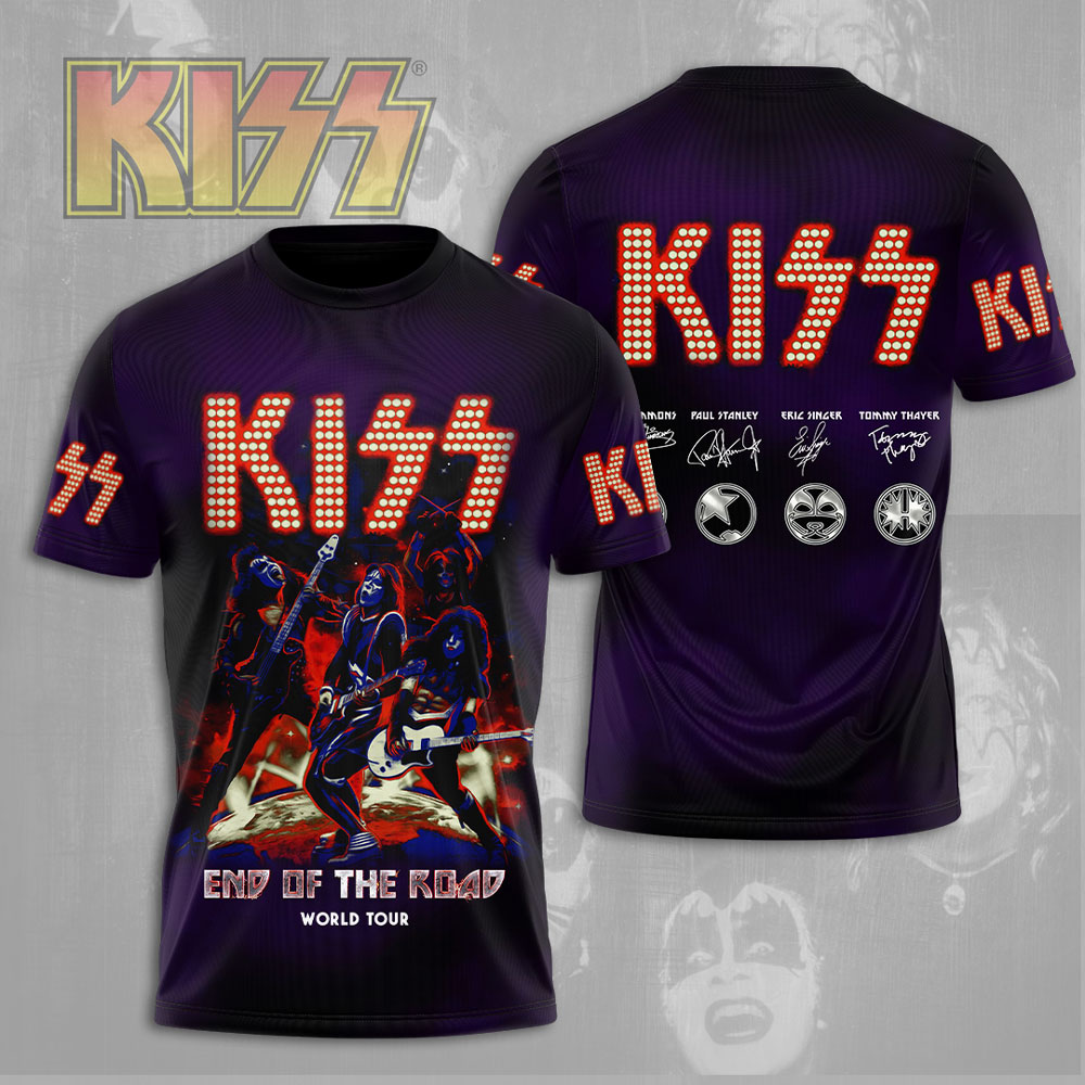 Kiss End Of The Road MenS 3D T-Shirt Purple Lights