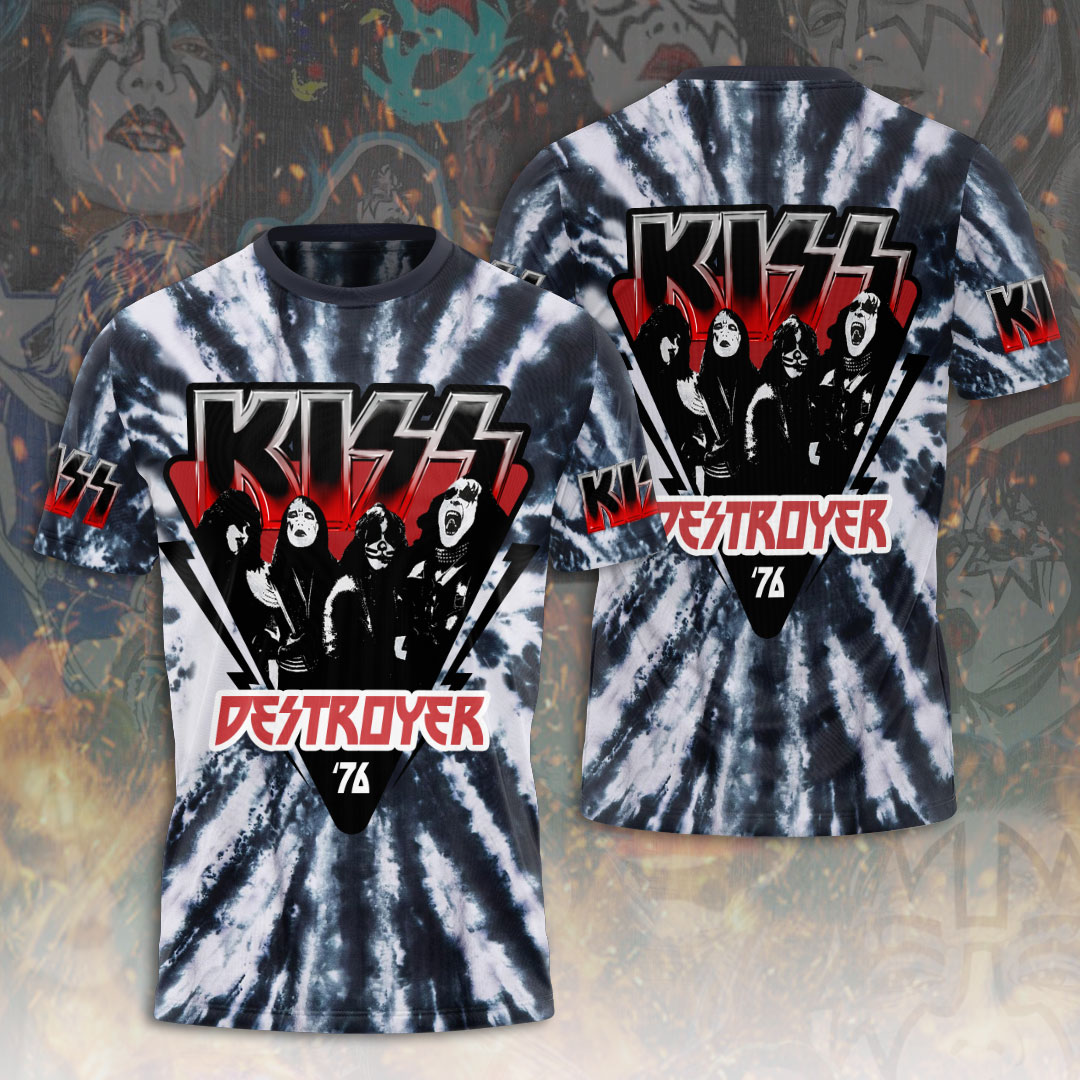 Kiss Destroyer MenS 3D T-Shirt Tie-Dye 1976