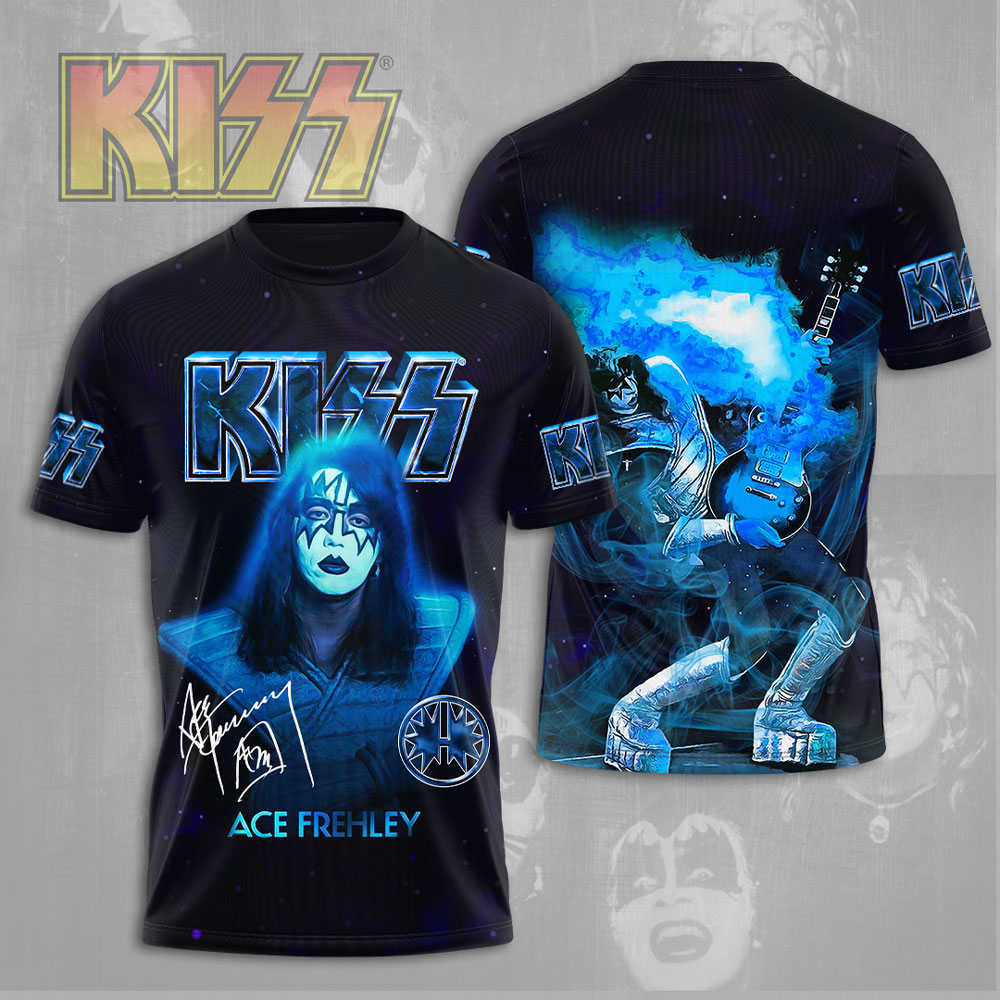 Kiss Ace Frehley MenS 3D T-Shirt Spaceman Blue