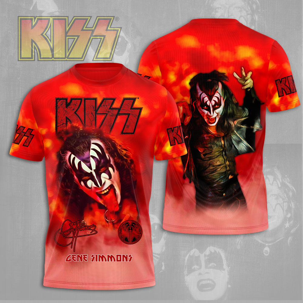 Kiss Gene Simmons MenS 3D T-Shirt The Demon Red