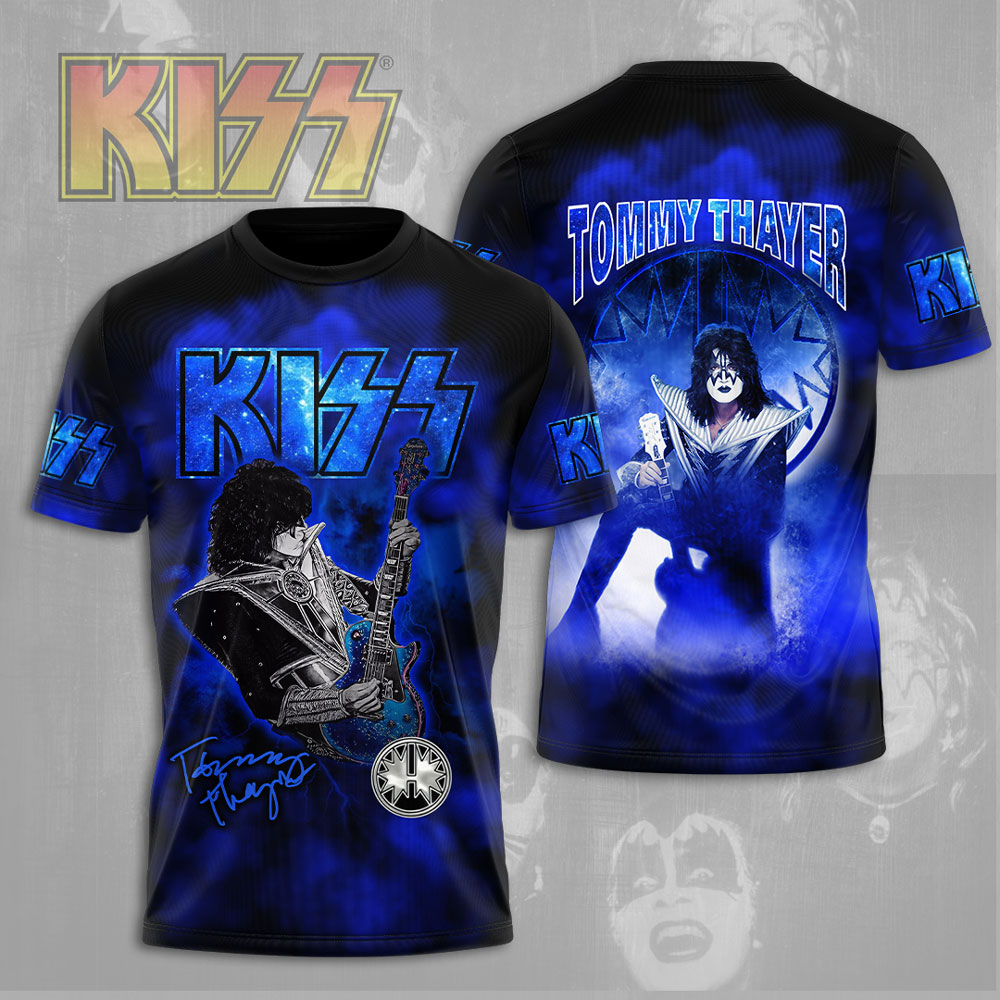Kiss Tommy Thayer MenS 3D T-Shirt The Spaceman Blue