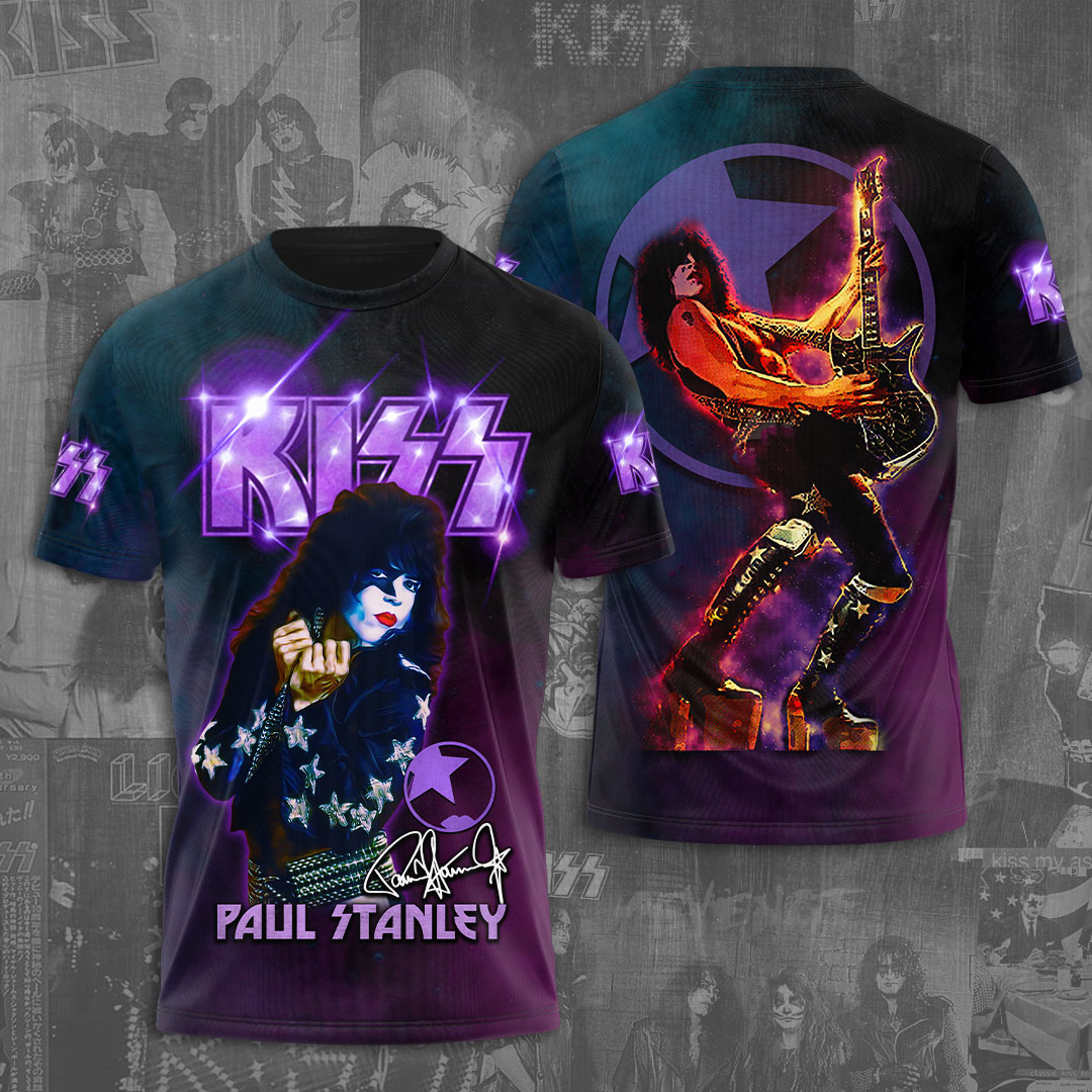Kiss Paul Stanley MenS 3D T-Shirt Purple Stage