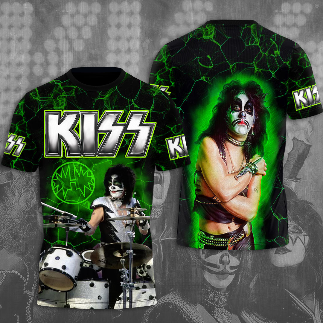 Kiss Peter Criss MenS 3D T-Shirt Drummer Lightning