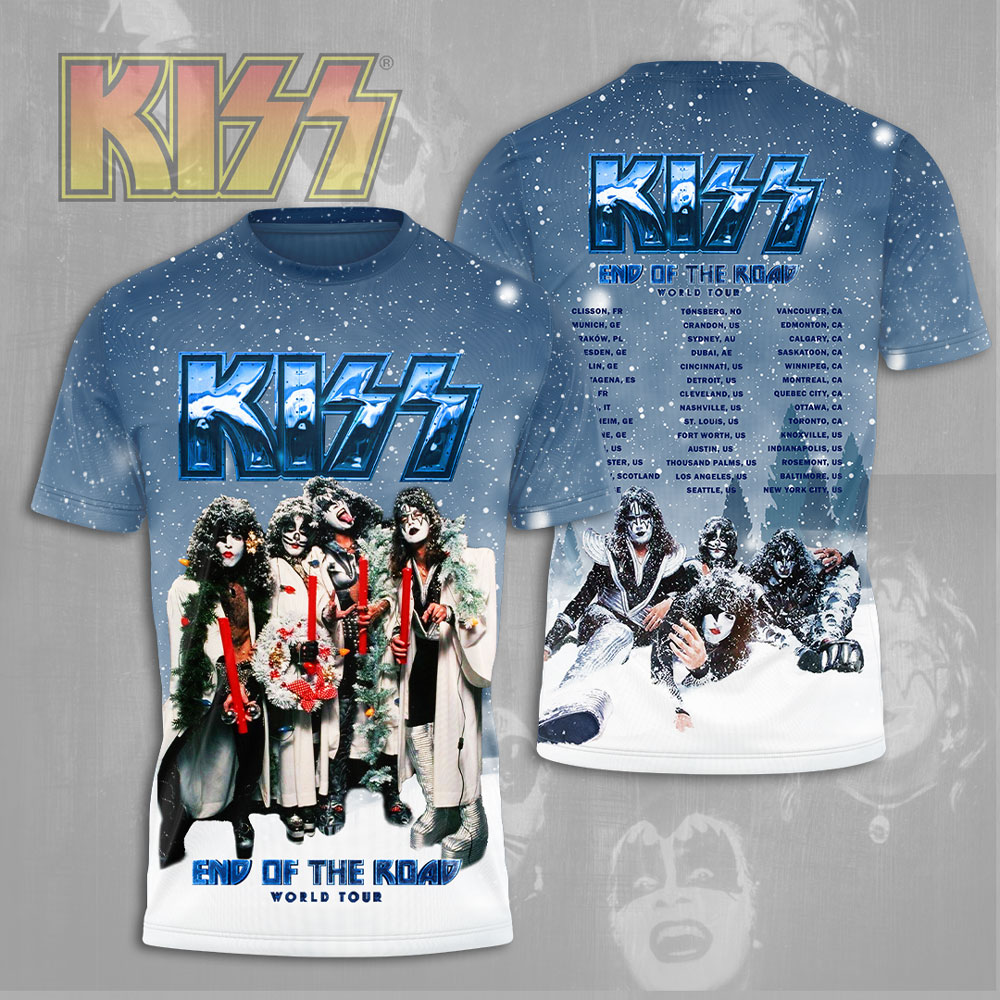 Kiss End Of The Road MenS 3D T-Shirt Snowy Blue