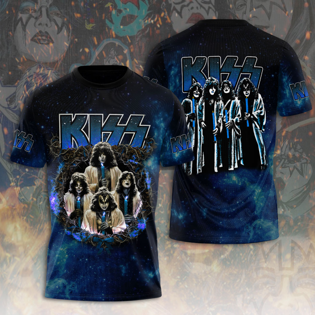 Kiss End Of The Road MenS 3D T-Shirt Blue Galaxy