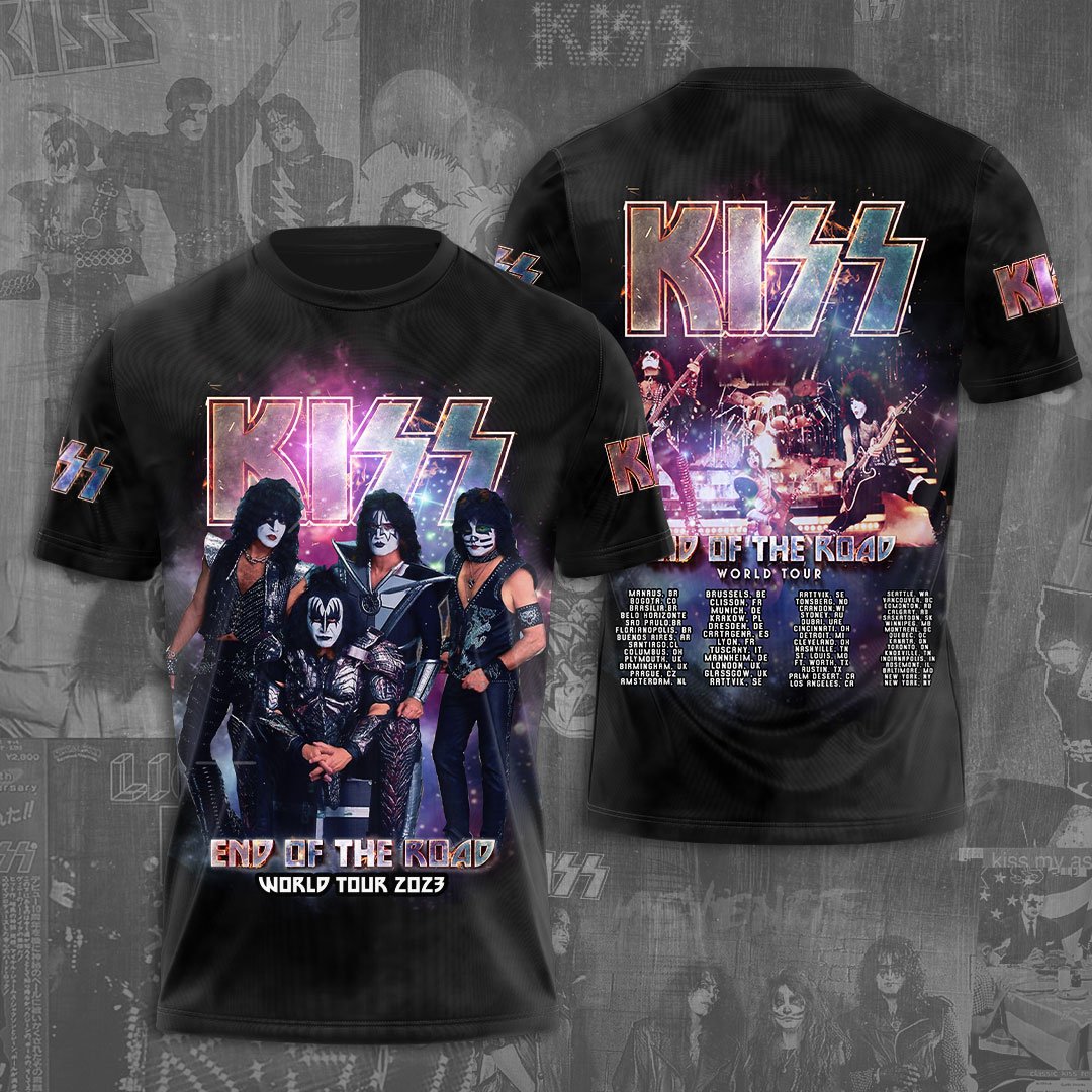 Kiss End Of The Road MenS 3D T-Shirt Purple Galaxy