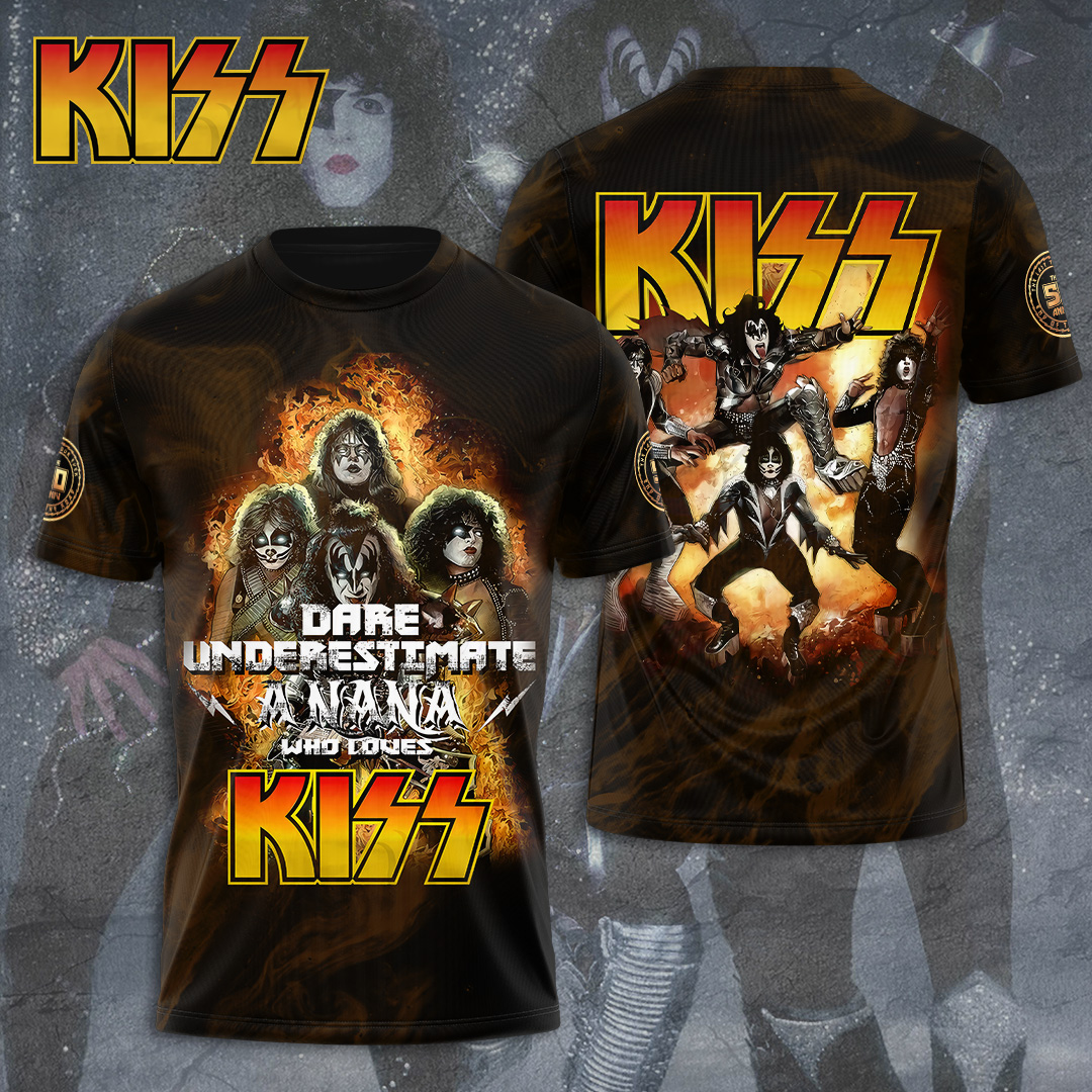 Kiss Band MenS 3D T-Shirt Vintage Brown Arena