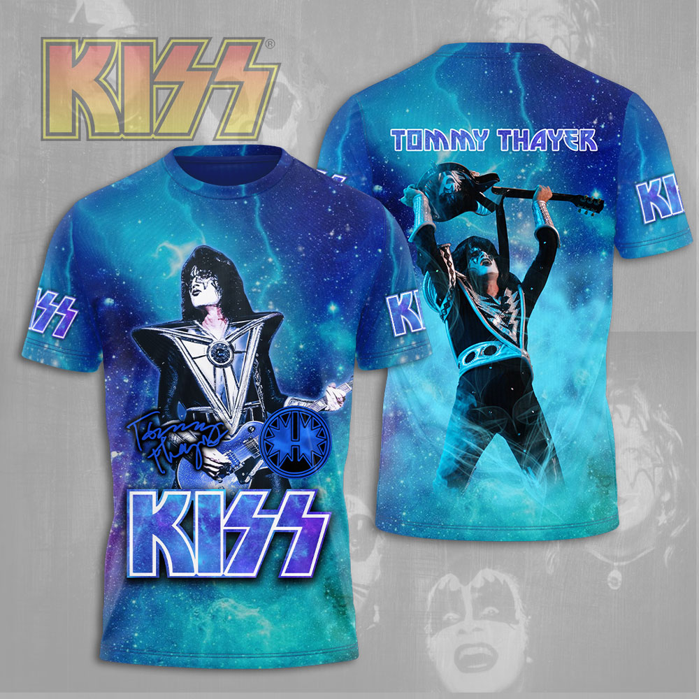 Kiss Blue Tommy Thayer Tour Tee Galactic Lightning Edition