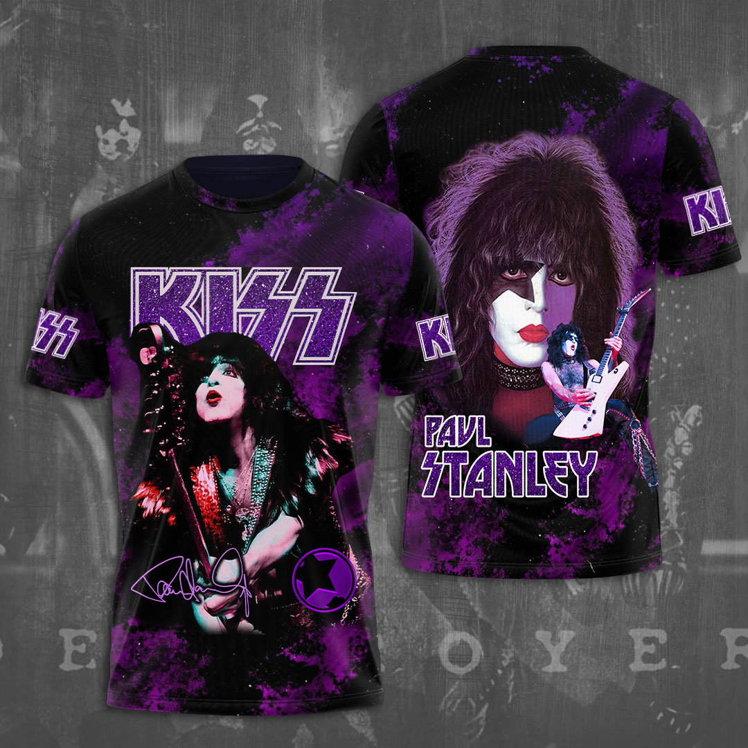 Kiss Paul Stanley Purple Star Tee Rock Icon Tribute