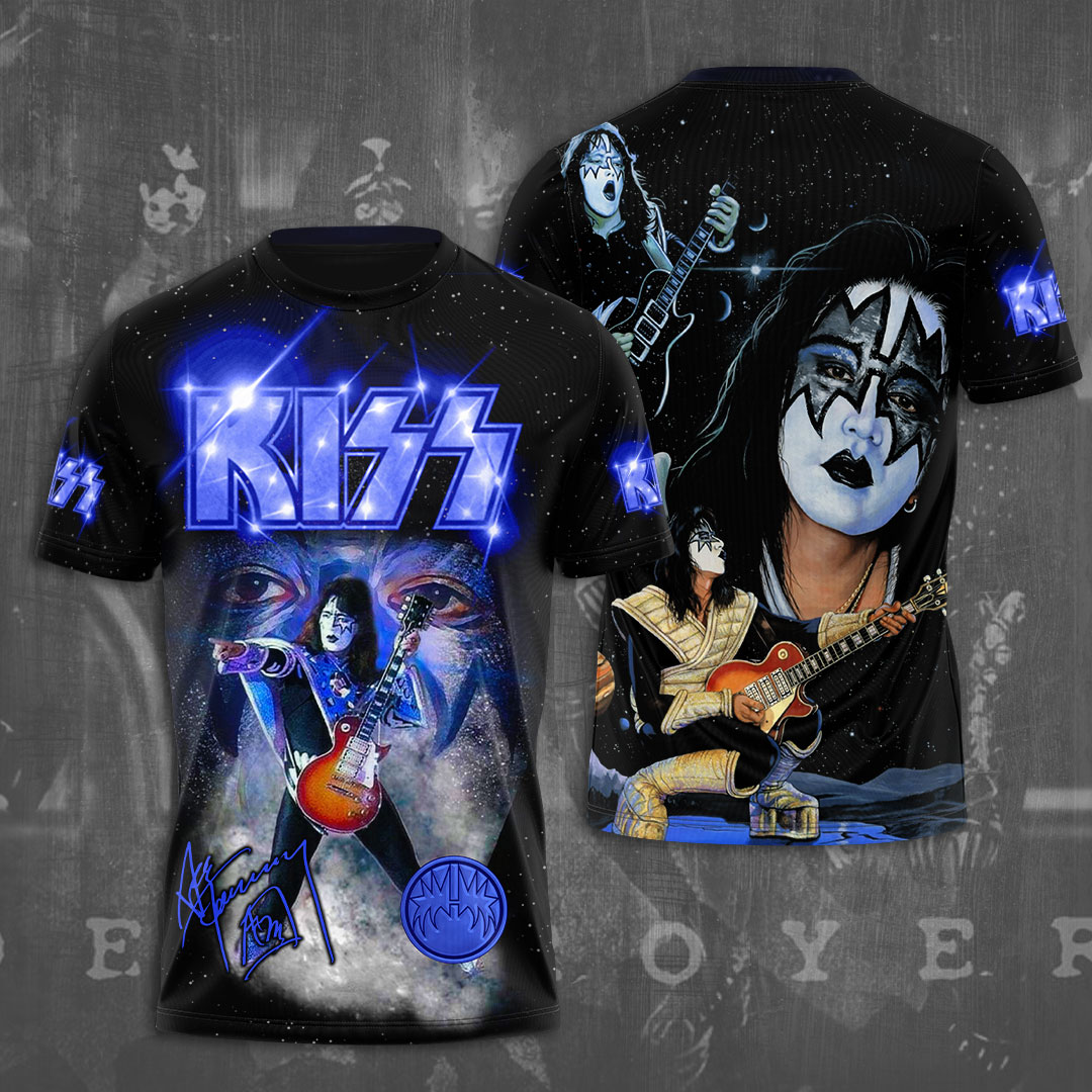 Kiss Ace Frehley Blue Galaxy Shirt Space Legend Edition
