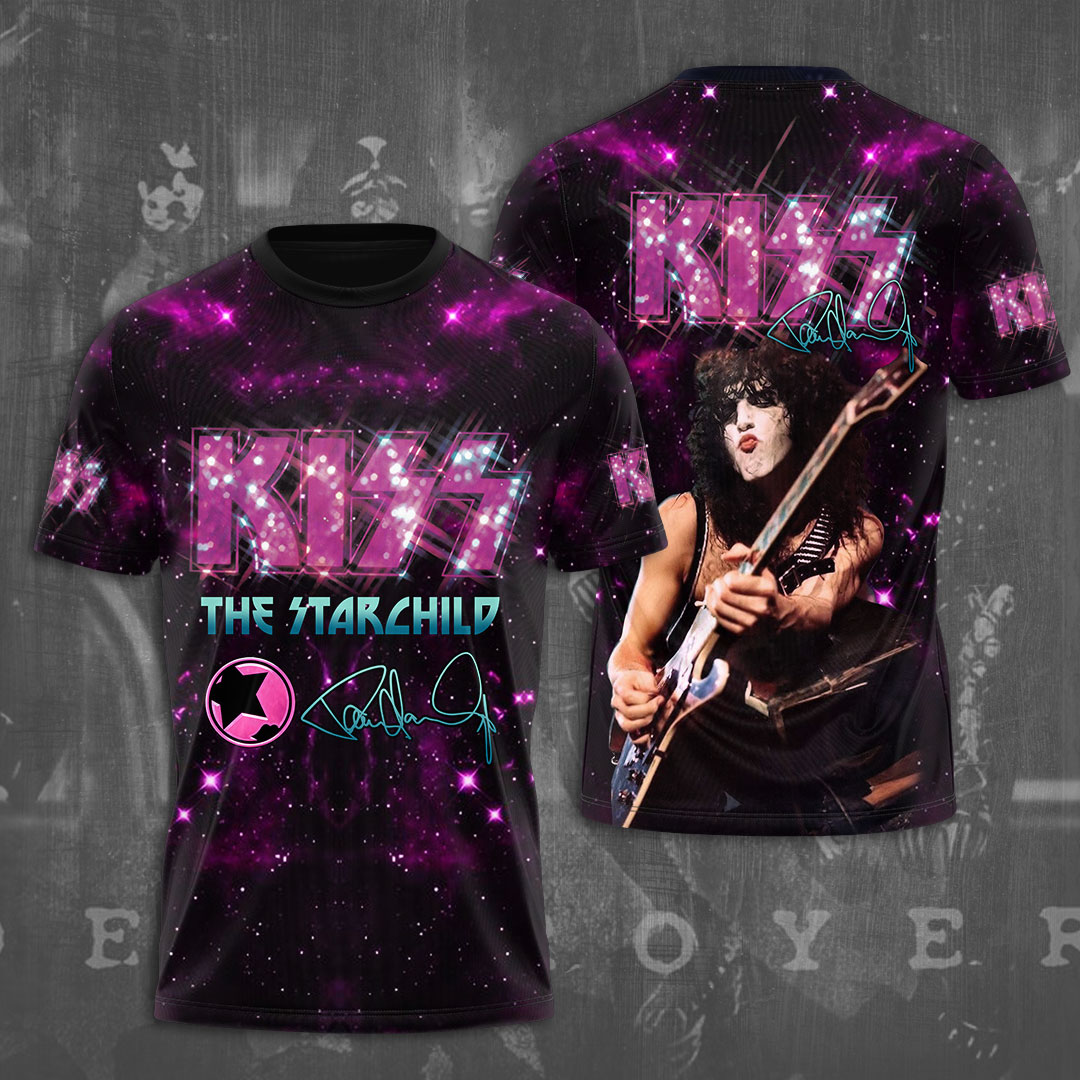 Kiss Paul Stanley Starchild Tee Purple Cosmic Print