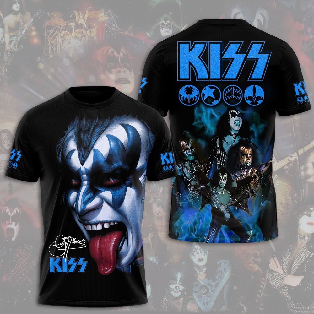 Kiss Blue Mask Rock Shirt Classic Concert Print
