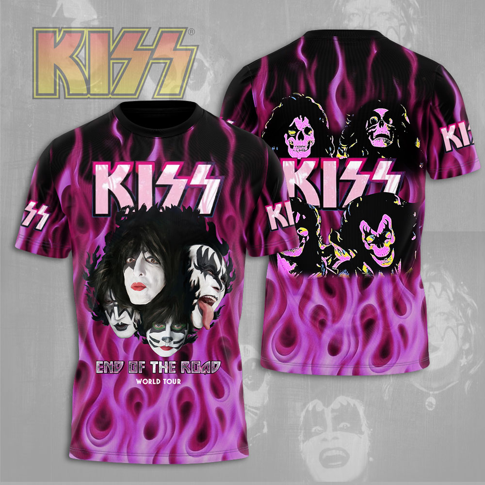 Kiss Pink Flame Tour Shirt Retro Neon Faces Edition