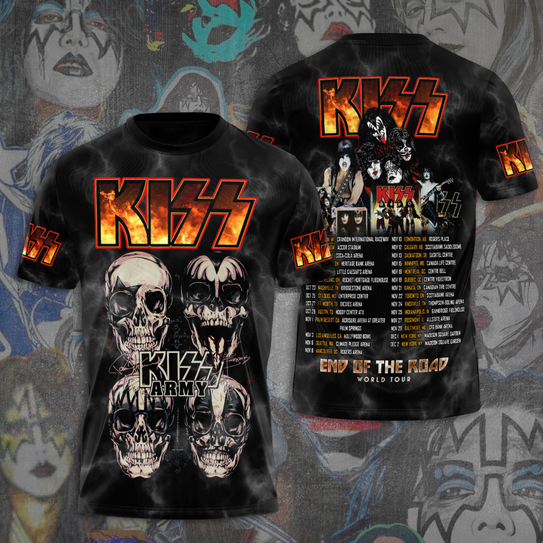 Kiss Skulls And Flame Tour Tee End Of The Road 2025