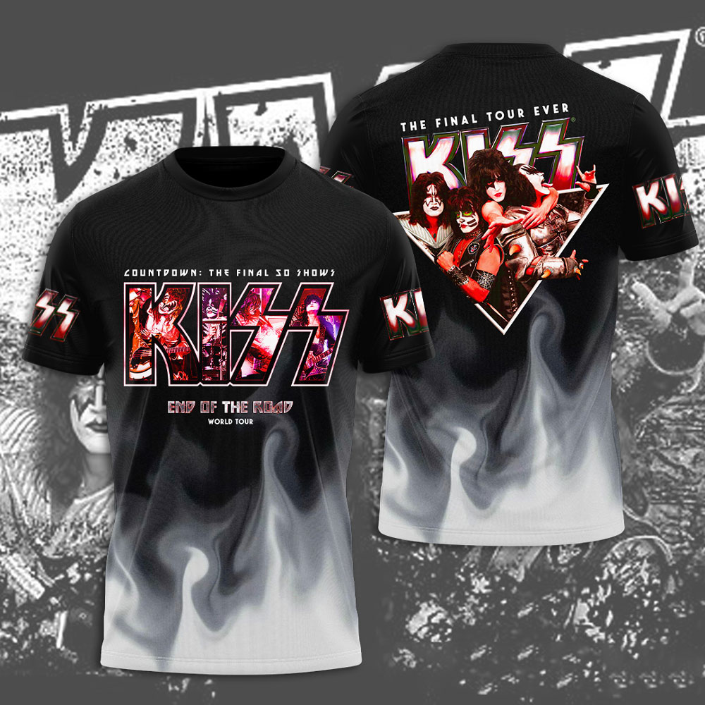 Kiss White Flame Tour T-Shirt End Of The Road Fire Edition
