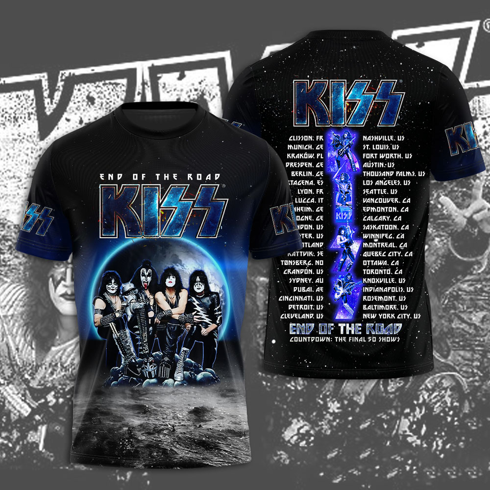 Kiss Blue Galaxy Graphic Shirt End Of The Road Tour