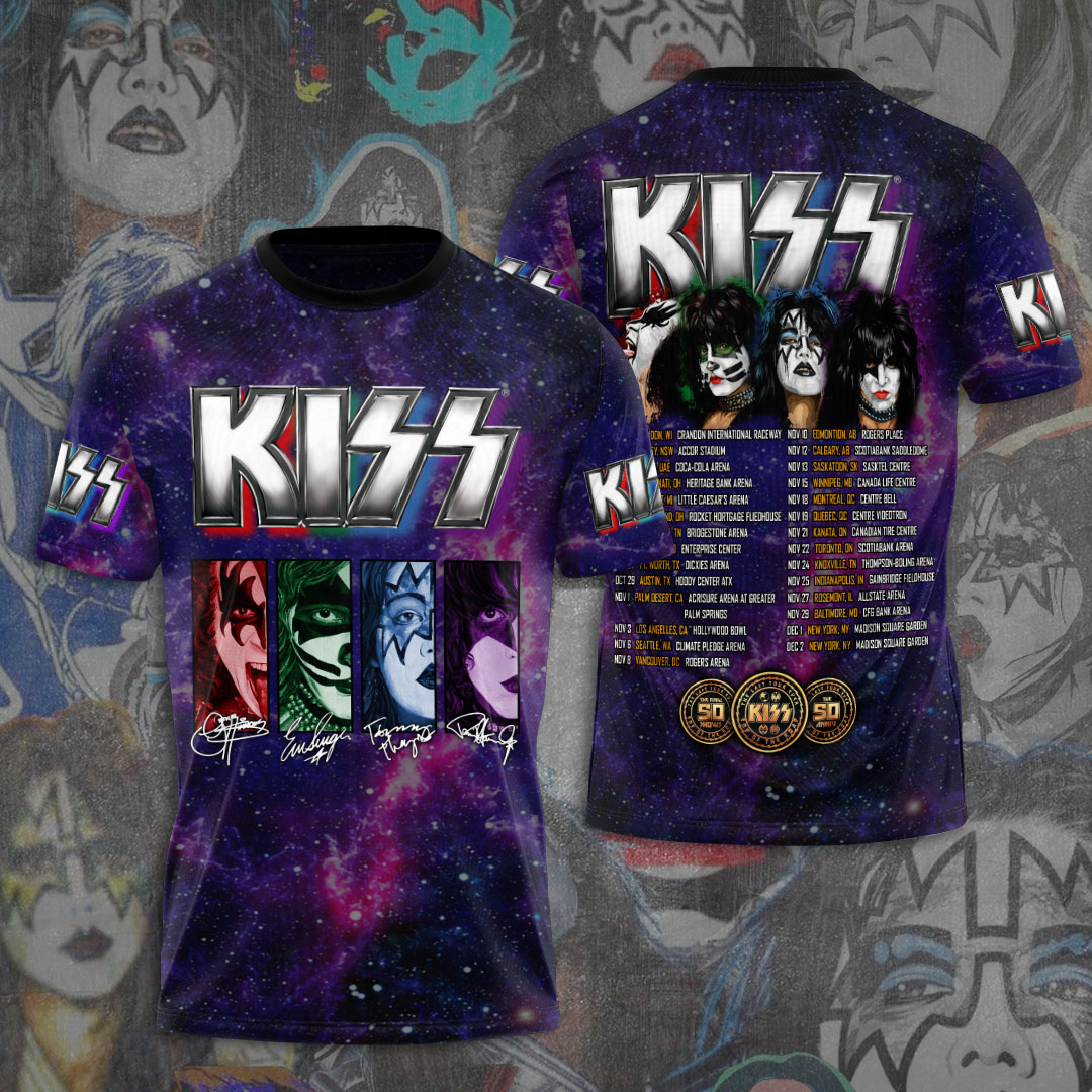 Kiss Galaxy Stage Faces Tee Cosmic Legacy Print