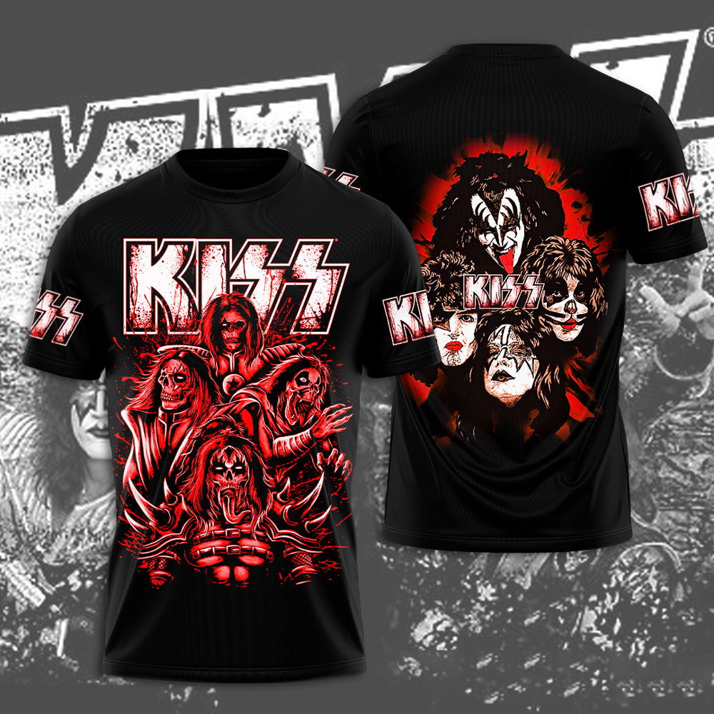 Kiss Red Flames Live Tour T-Shirt Retro Fire Edition