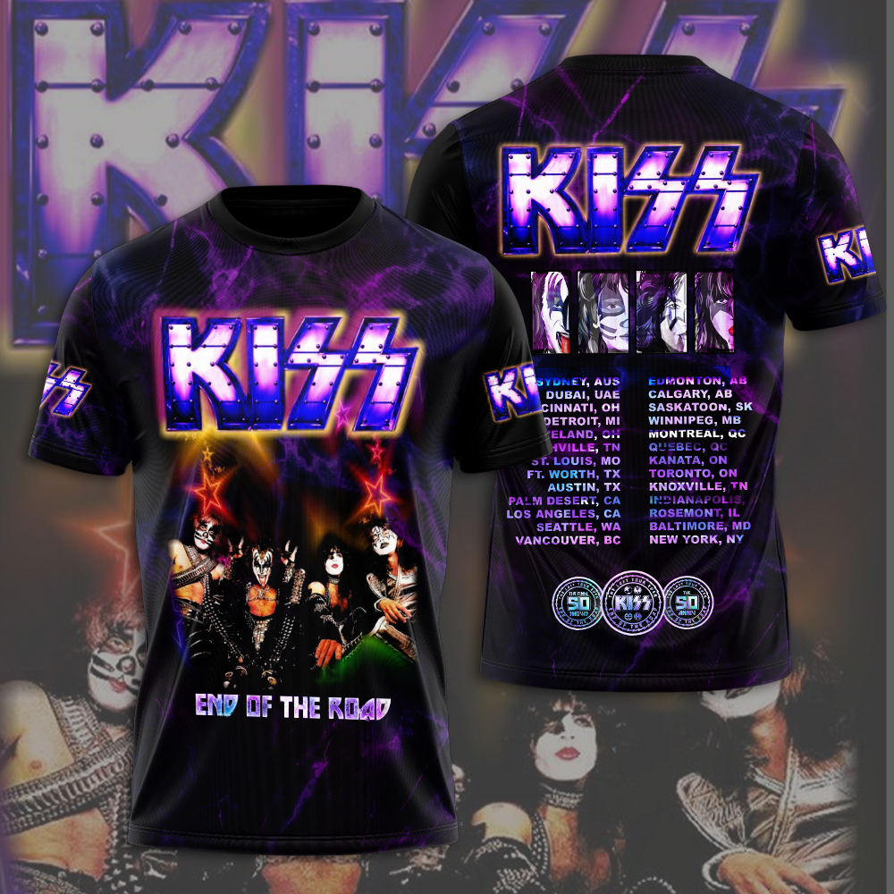 Kiss Purple Neon Tour T-Shirt End Of The Road Edition
