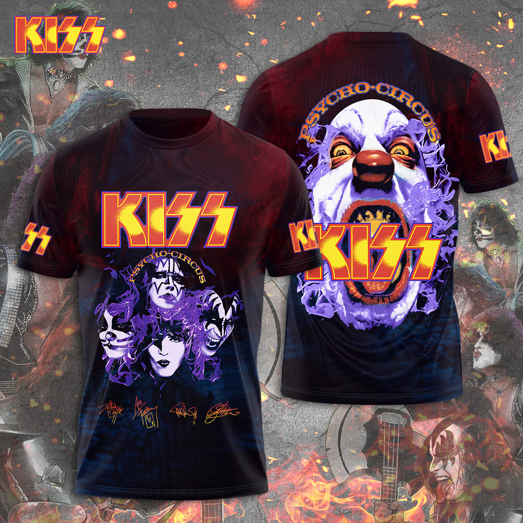 Kiss Psycho Circus Graphic T-Shirt Dark Purple Edition