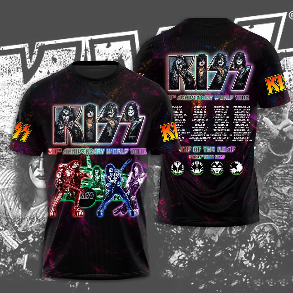 Kiss Neon Stage Tour T-Shirt Light Beam Graphic Edition