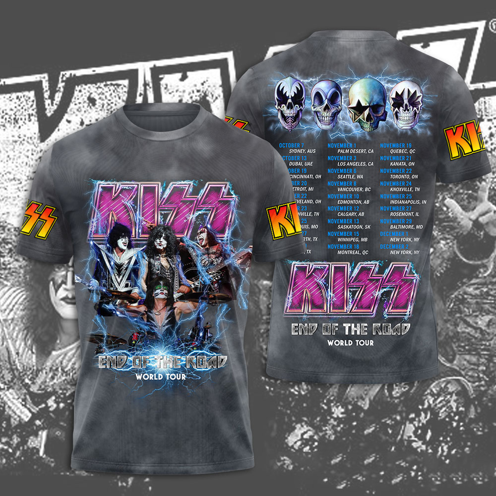 Kiss Ice Grey Tour Graphic Shirt 50Th Anniversary Print