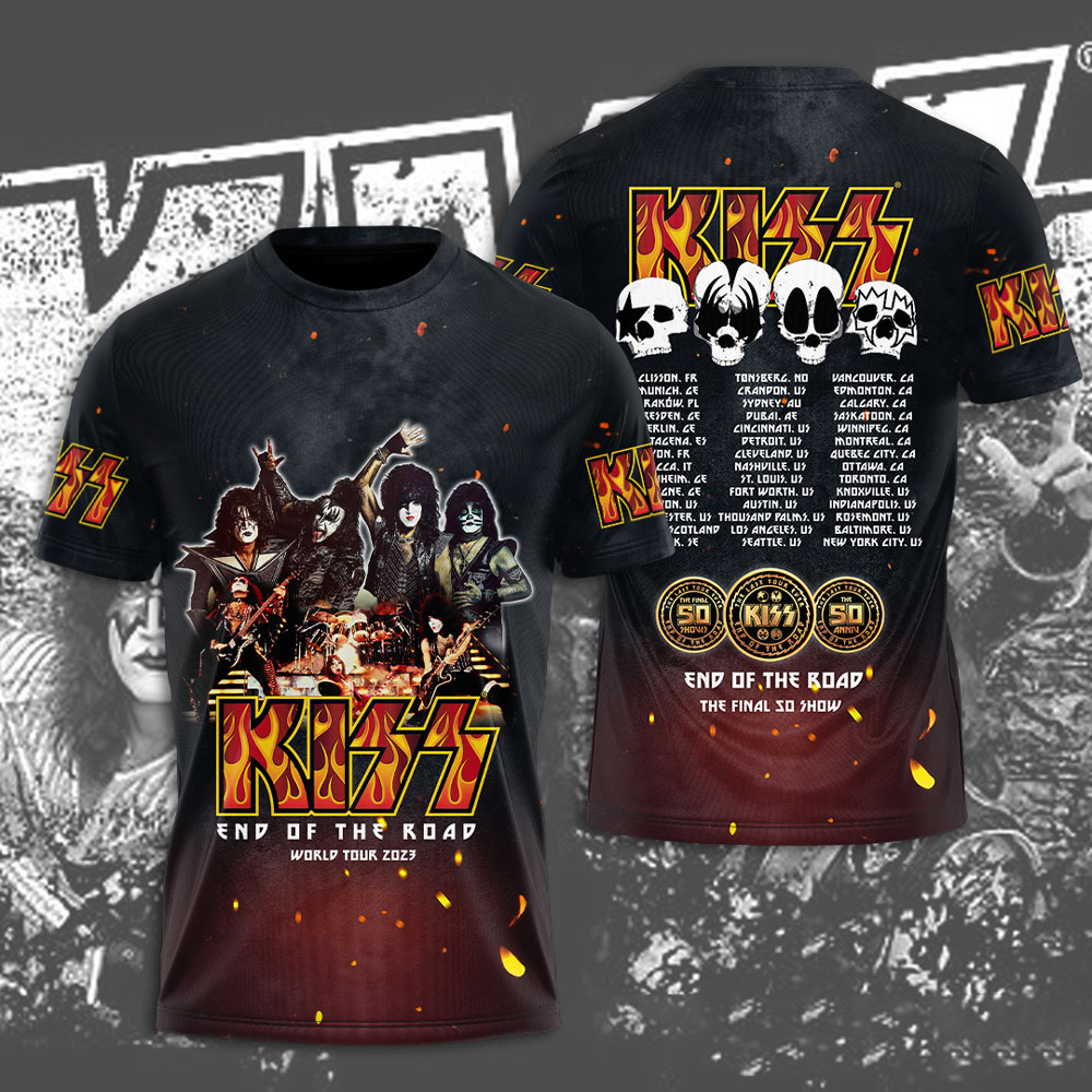 Kiss Red Skull Legacy Shirt Hot Retro Flame Edition