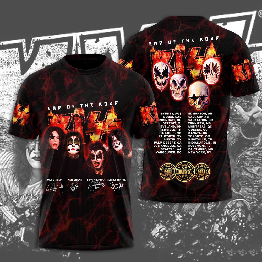 Kiss Red Skull Graphic Tee Hot Stage Anniversary Edition