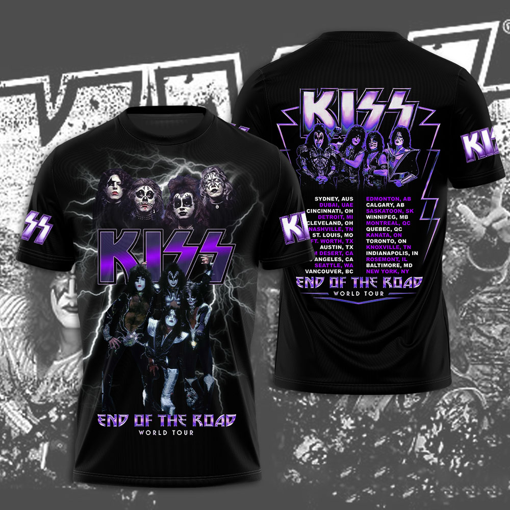 Kiss Black Purple Lightning Shirt 50 Years Rock Edition