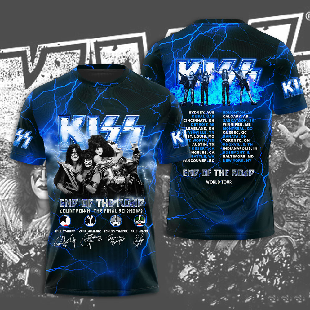 Kiss Blue Flame Graphic Shirt Limited Edition Stage Print
