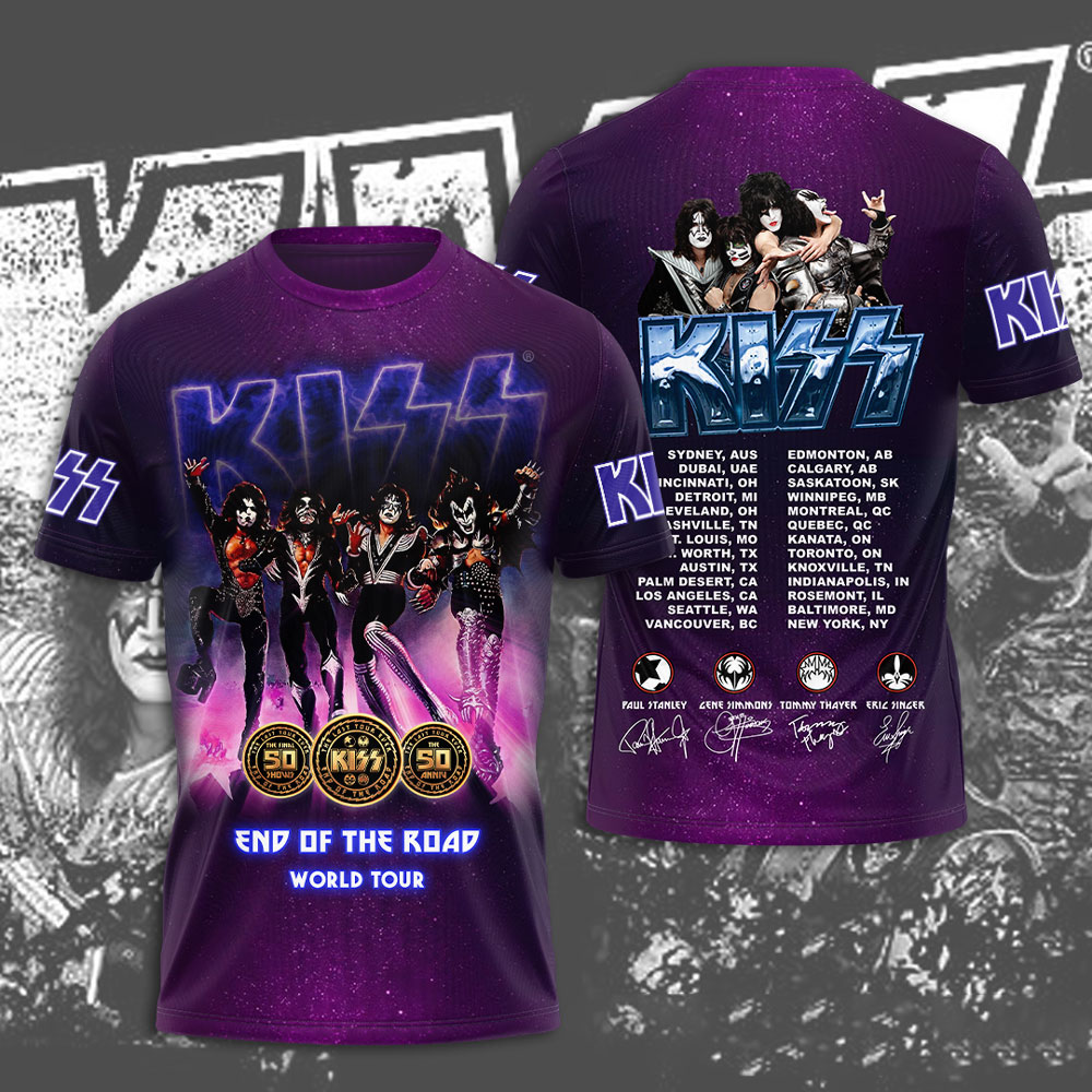 Kiss Violet Stage Graphic Tee End Of The Road Legacy