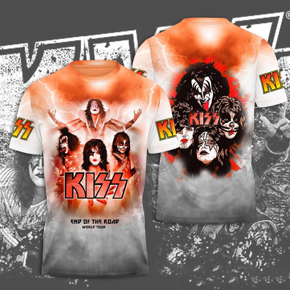Kiss Orange Fire Group T-Shirt Limited Hot Print Style