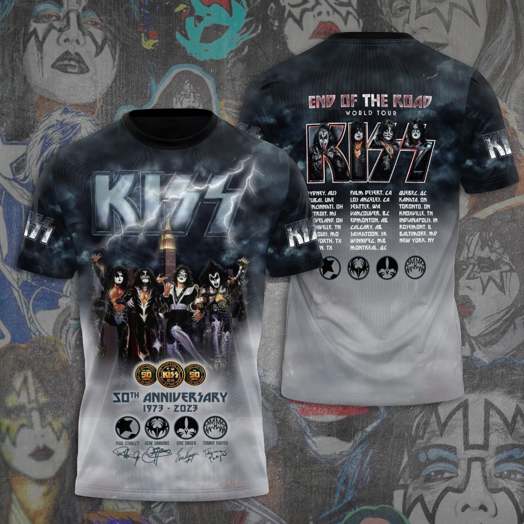 Kiss 50Th Tour Silver Edition Shirt Classic Celebration Print
