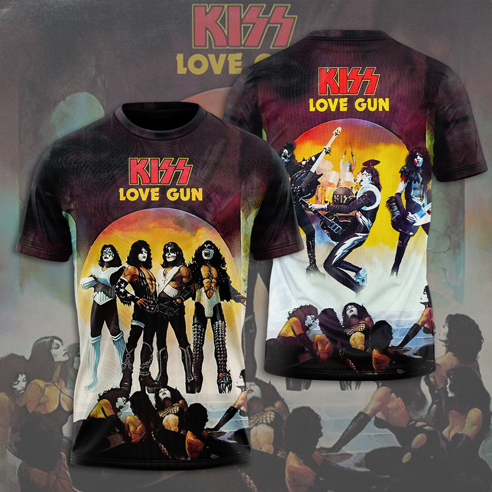 Kiss Love Gun Vintage Album Tee Retro Yellow Design